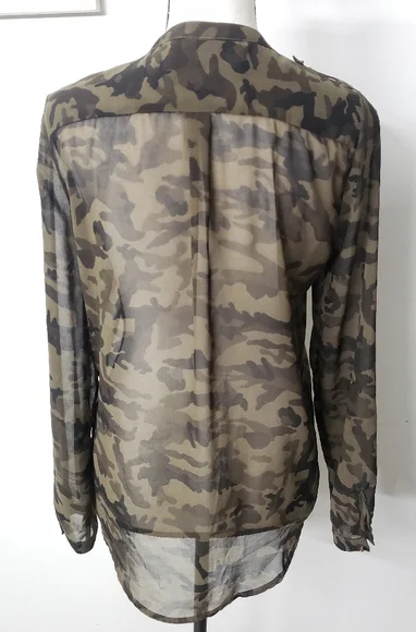 Zara basic camo sheer shirt sz. S - Picture 5 of 6